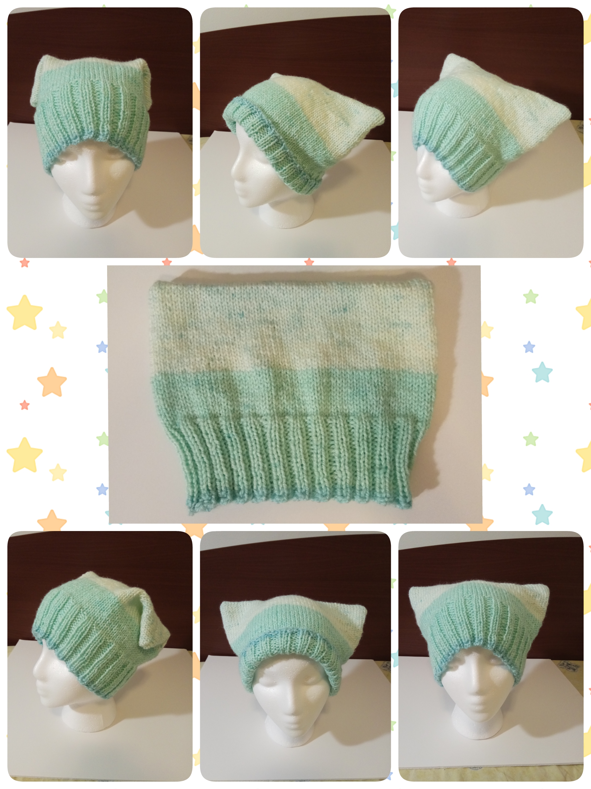 Knit Square_Cat Hat ligth blue